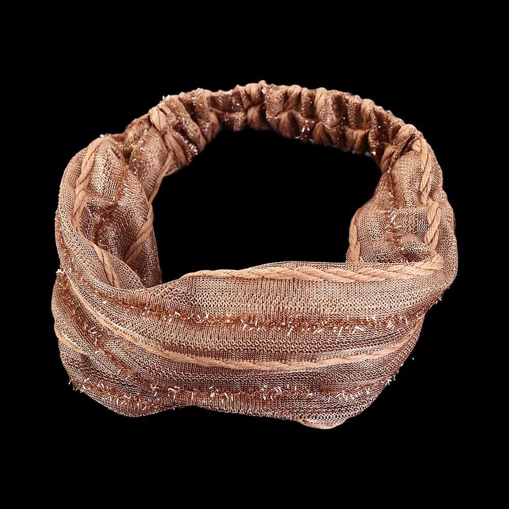 Shiny Cloth Shiny Stripe Non Slip Korean Headwear Women Headband Mesh Hairbands Wide Hair Band