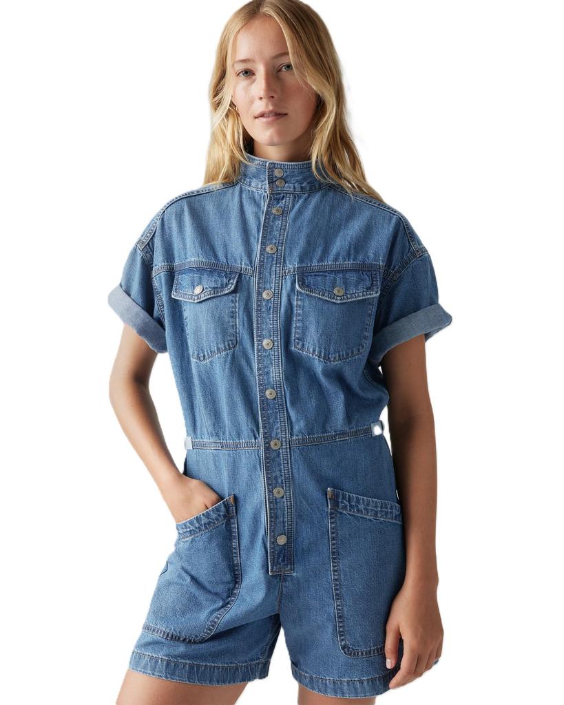 Levi's SURPLUS Overalls Romper Denim Salopette Women's 0002 BLUE M