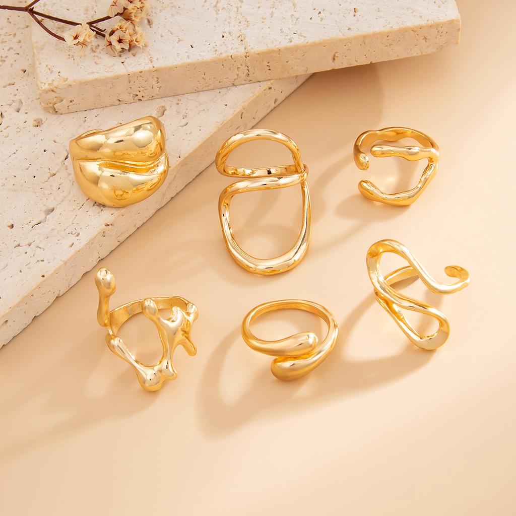 DIEZI 6pcs/set Vintage Gold Silver Color Metal Rings For Women Men Fashion Punk Hollow Out Geometric Knuckle Joint Ring Set