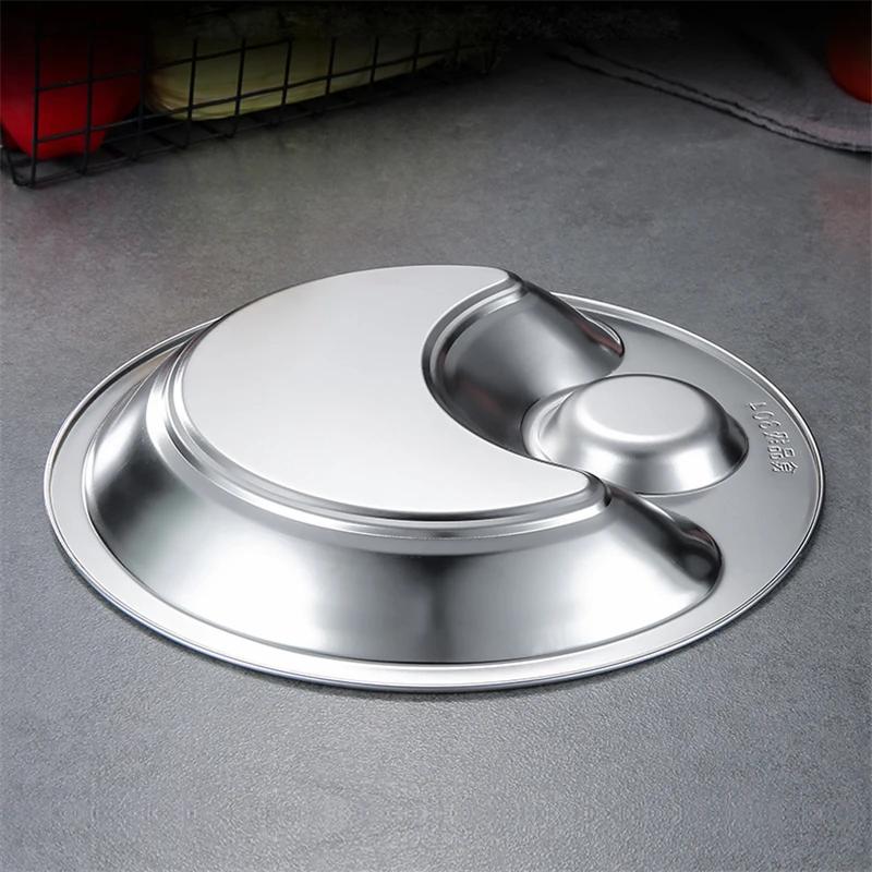 Thick Stainless Steel Vinegar Dish Dumpling Plate Drain Double Tray Fruit Tray Serving Platter Serving Dish dinner plates