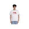 Li Ning Badminton Series Letter Logo Print Quick-Dry Cool Short Sleeve T-Shirt Unisex Tops Standard-White ATSU493-2