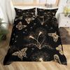 Gold Buterfly Soft Duvet Cover Set Musical Note Beding Set Microfiber Star Warm Comforter Cover Twin Quen for Children Kids Girl Ten Rom Decor