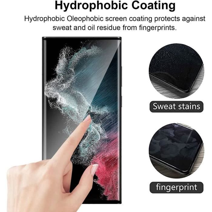 Verre Trempé pour Samsung Galaxy S22 Ultra - PROSHOP - Lot 2 - Bord Noir - Résistance 9H - Anti rayure
