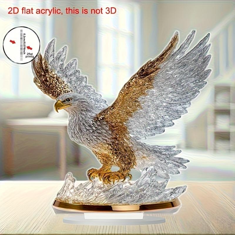 1Pcs Flapping Eagle 2D Table Decoration Modern Animal Vase Figurine Acrylic Flat Ornament For Home Christmas And Halloween Gifts