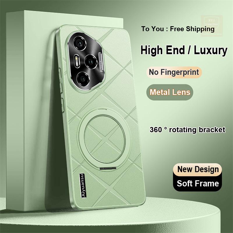 For Honor 300 Pro Case Holder Ring Cover For Honor 300 Ultra Pro Phone Case Shell 360 Bracket Stand Fashion Leather Skin Bumper