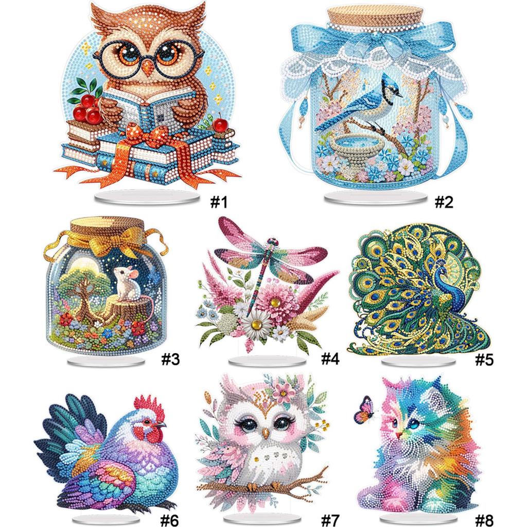 Acrylic Colorful Animal Diamond Painting Tabletop Ornaments Kit Diamond Painting Desktop Ornaments Kit for Home Office Decor