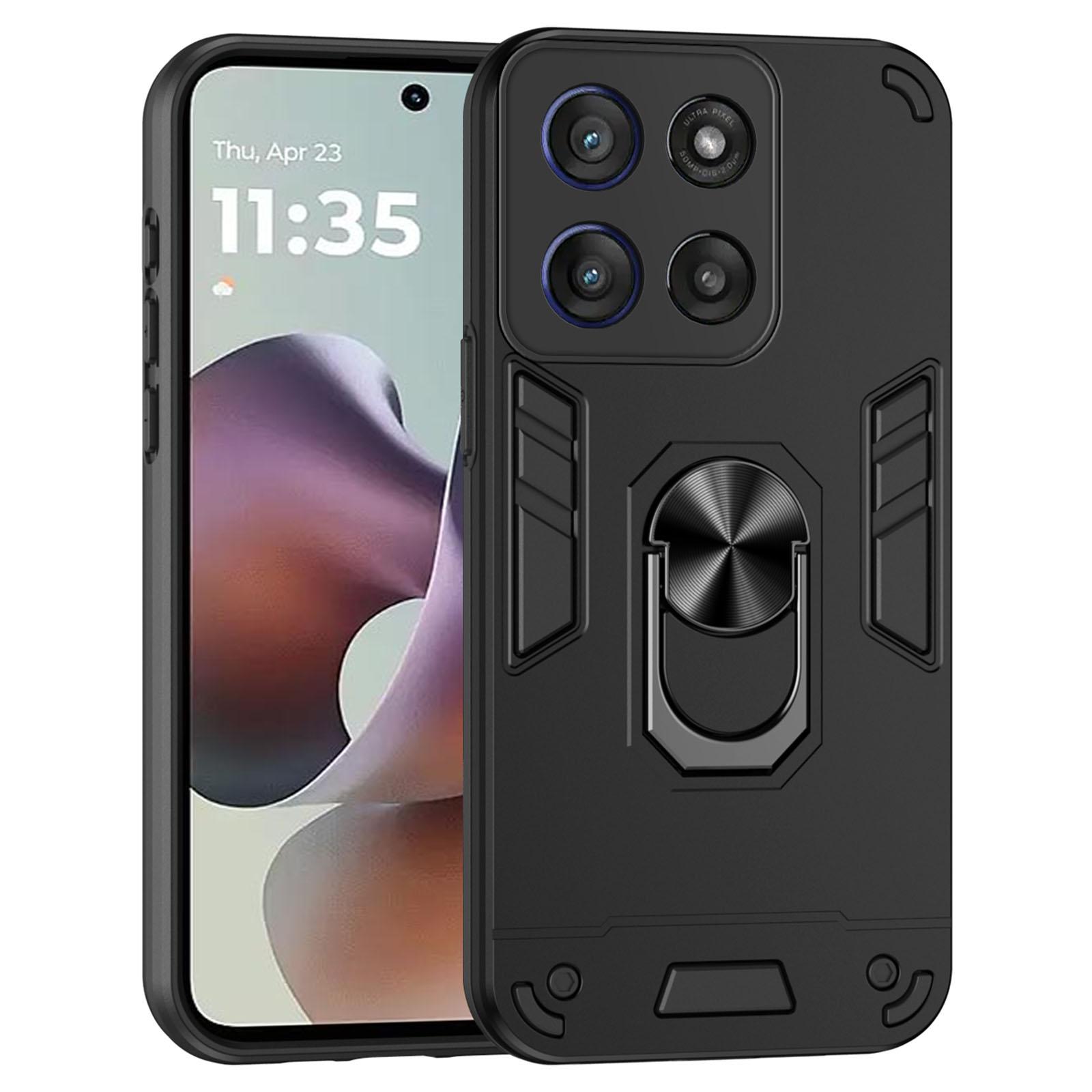 

For Motorola Moto G56 5G Case PC+TPU Drop Defend Phone Cover with Ring Kickstand