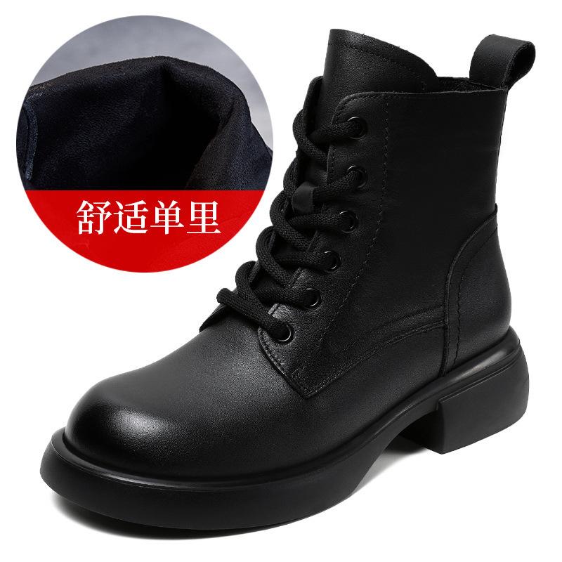 Leather Short Boots Women's Platform Martin Boots 2026 Autumn and Winter Thick Heel Women's Boots Leather Shoes Spring and Autumn Versatile Single