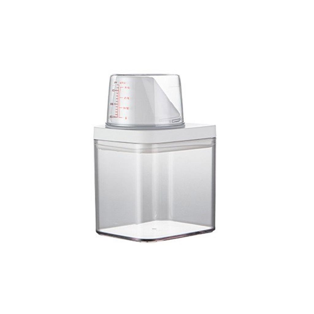 Solución práctica para almacenar detergente con taza medidora Cómodo dispensador de detergente para ropa Caja hermética para detergente