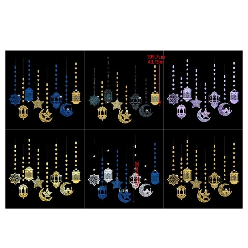8Pieces Eid Holiday Hanging Decoration Ornaments Pendants for Home and Office Card Paper Hanging Pendant
