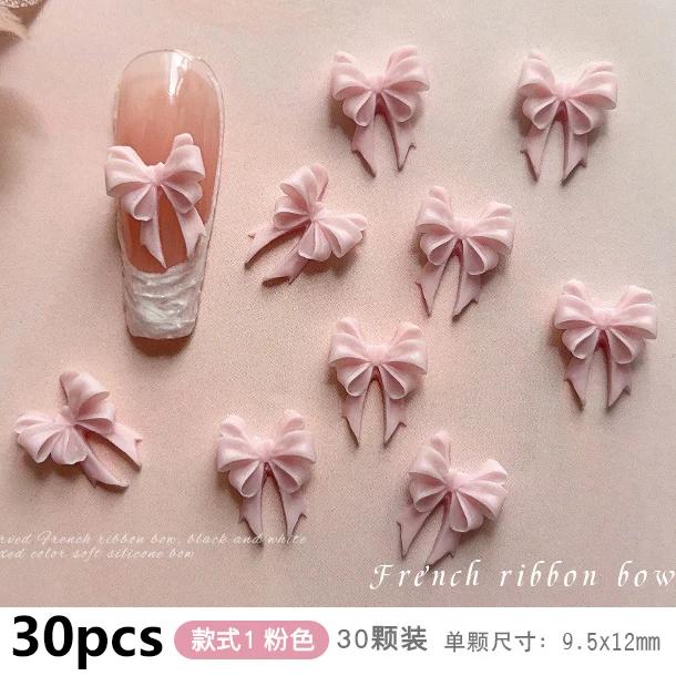 French Ribbons Colorful Resin Cute Bowknot Charm Leopard Print Bow Tie Nail Art Decorations Manicure Tools Accessories Wholesale