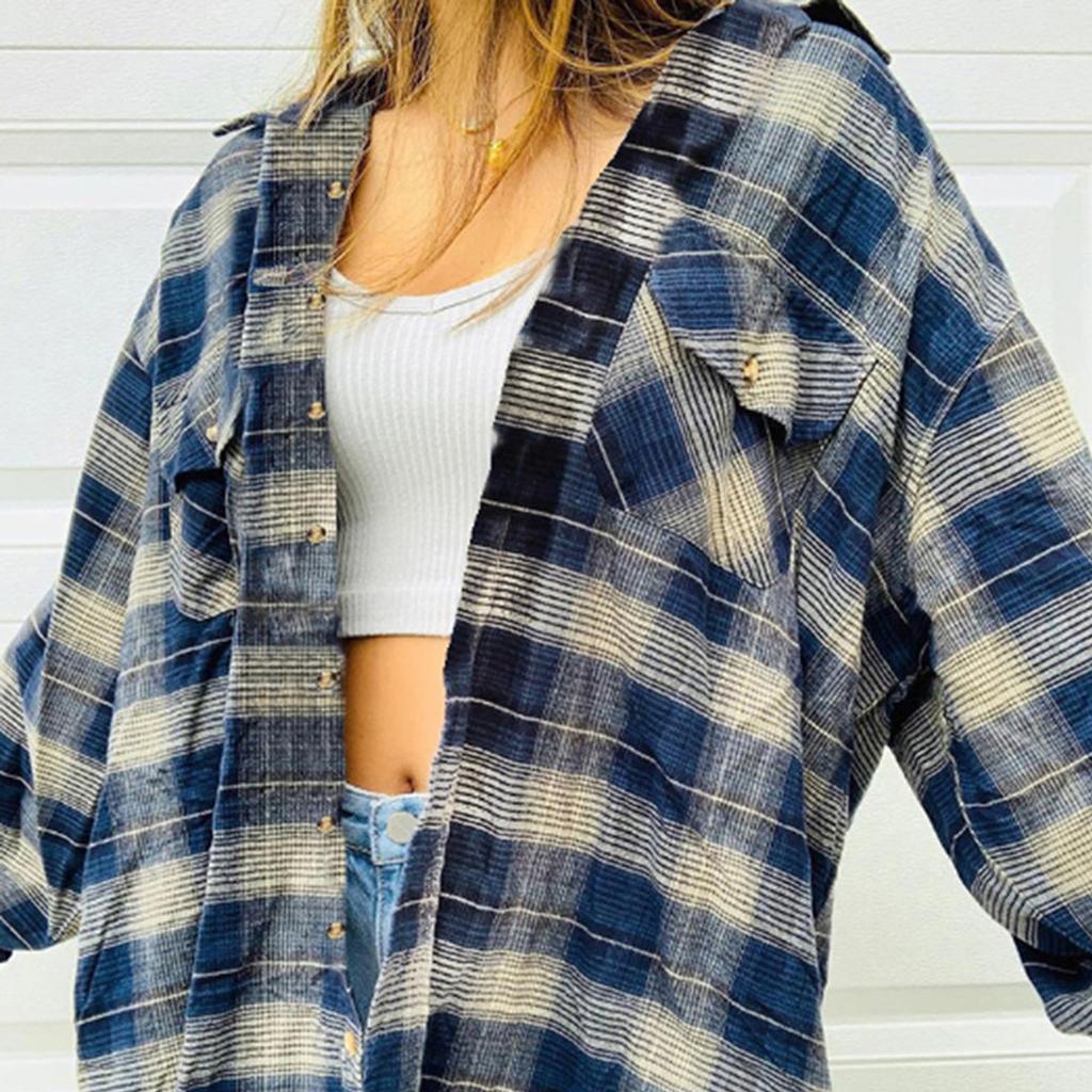 Women's Shirt Casual Plaid Cardigan  And Winter Long-Sleeved Jacket