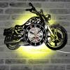 3D Wanduhr Led Leucht Motorrad Form Vinyl Record Mode Design Wand-Montiert Uhr Wohnzimmer Schlafzimmer Home Dekoration