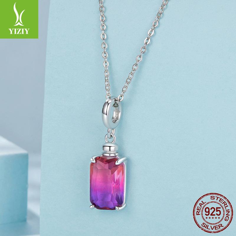 Gradual Change Rose Red Perfume Bottle Diy Pendant Accessories Exquisite Versatile S925 Silver Charm Beads