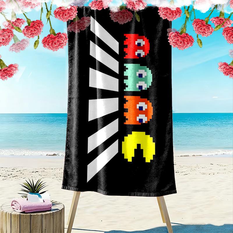 Pac‑Man2 Print Beach Towel, Large Soft Quick Dry Towel for Beach Camping Swimming