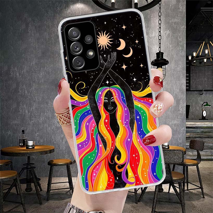 Funny Sun Moon Face Soft Phone Case For Samsung Galaxy A13 A14 A15 A16 A17 A53 A54 A55 A56 A57 A33 A34 A35 A36 A37 A23 A24 A25 A