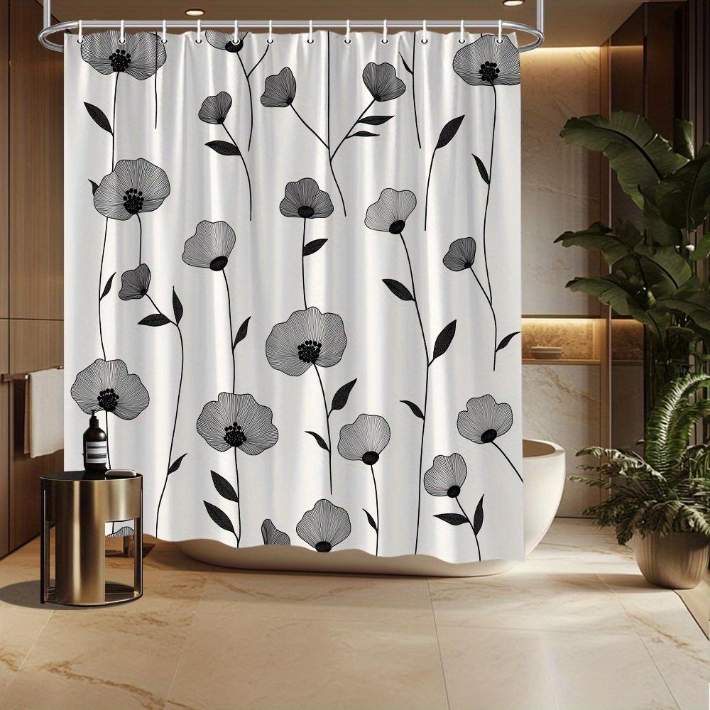 1Pc Floral Printed Shower Curtain - Colorful Botanical Patterns, Polyester, Fade-Resistant, 70.8X70.8", 12 Hooks, Washable