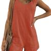 Summer 2025 Solid Color Cotton Linen Jumpsuit with Patch Pockets