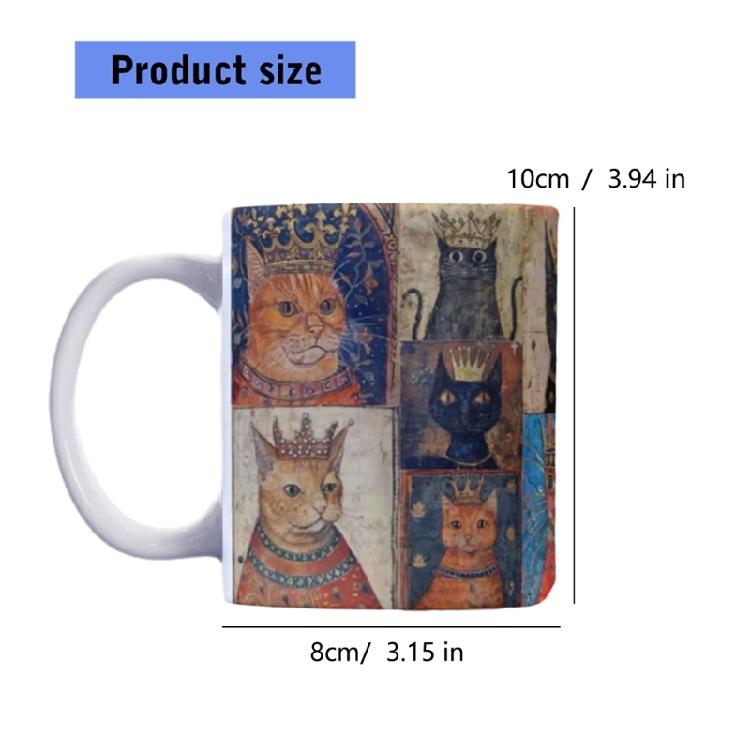 Medieval Cats Pattern Mug With Handle Heat Resistant Afternoon Teas Mug Drinking Cup for Coffee Teas Milk Enduring