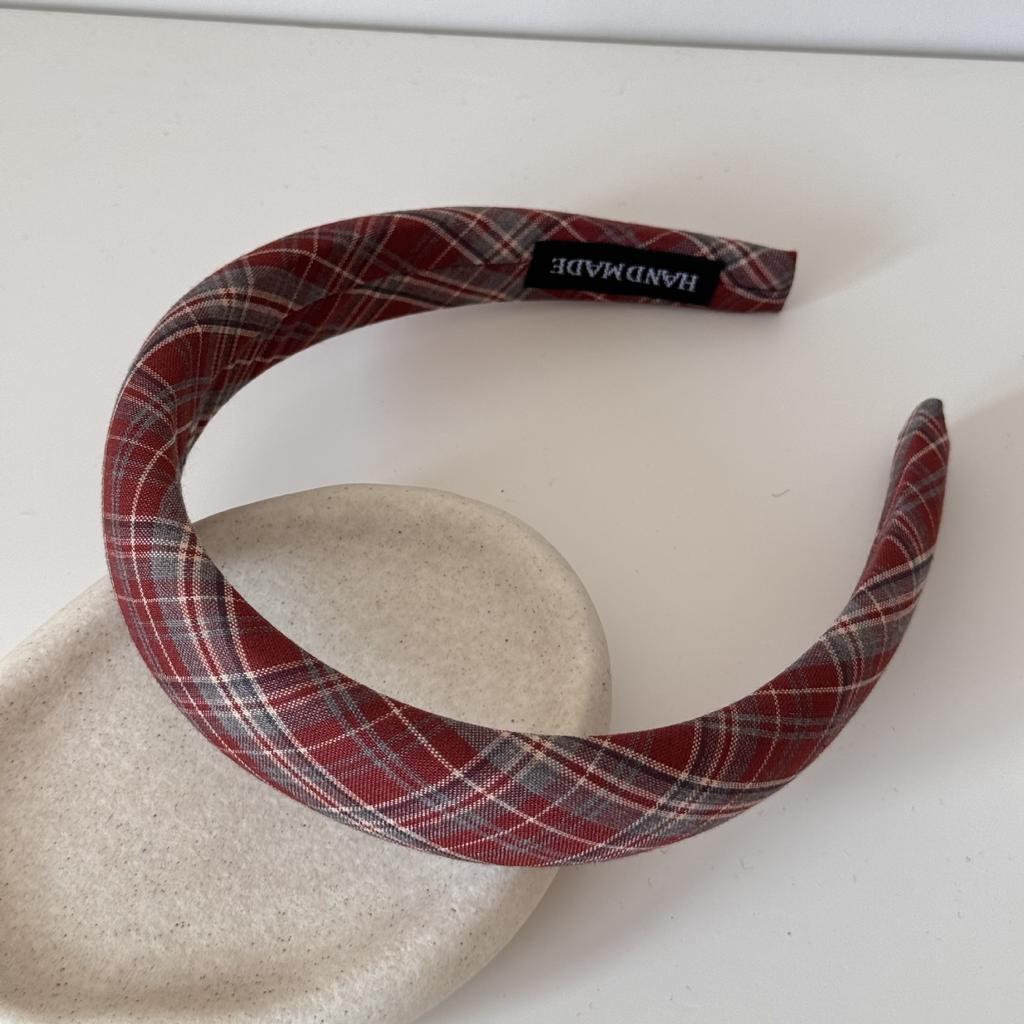 Retro College Checkered Hairband - Fresh, Sweet and Cute Headband for Girls - Sponge High-Crown Headband