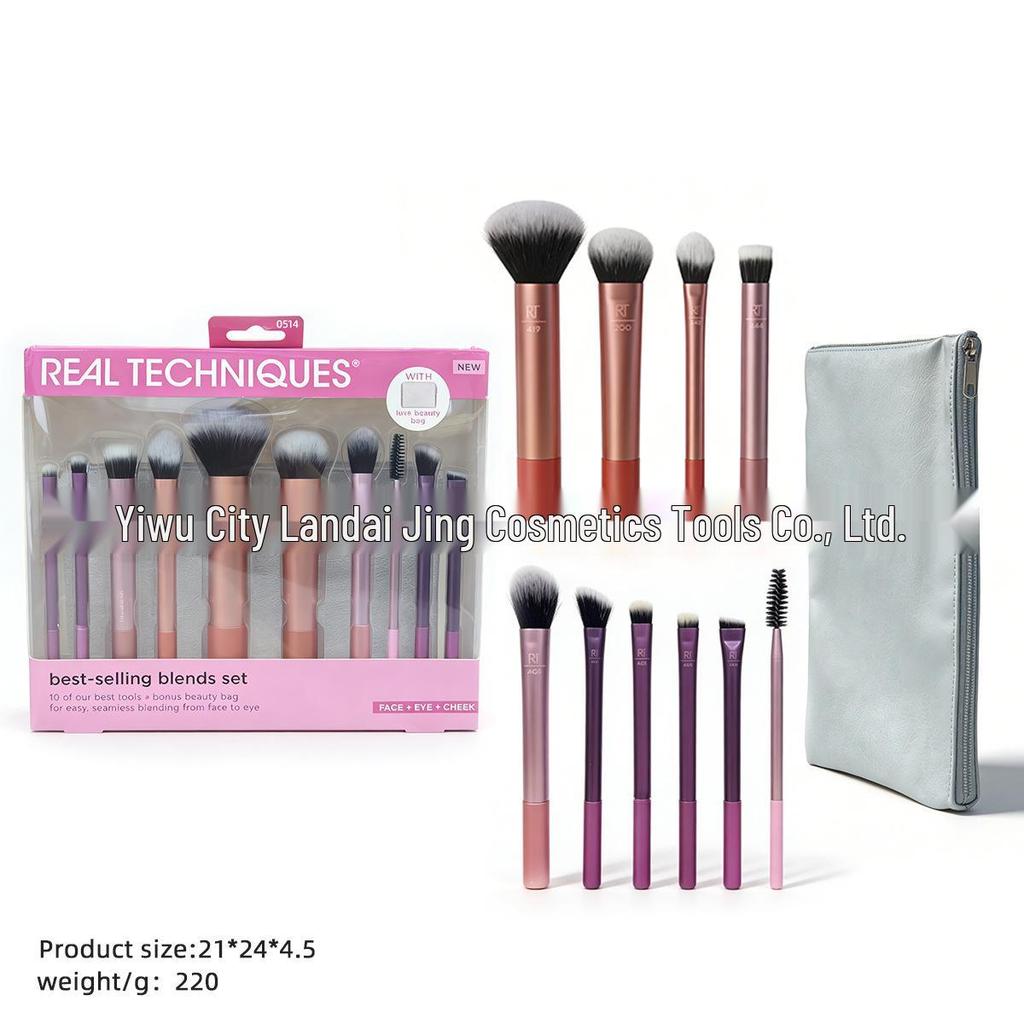 RT Series Makeup Brush & Sponge Set: Blending & Eyeshadow Brushes with Beauty Sponge