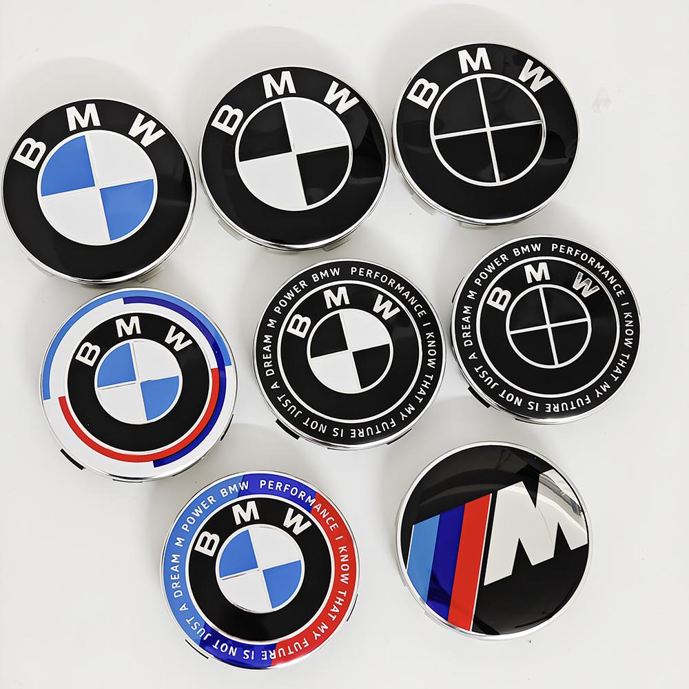 DSJW3 4pcs For BMW 50th E90 E60 F10 F20 G20 G30 E53 E85 E70 56mm 68mm Blue White Car Hub Cap Wheel Center Cap Emblem Badge Accessories