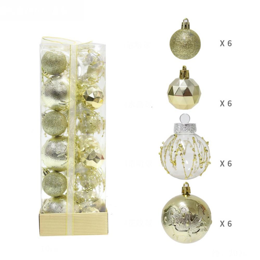

24pcs Creative 4/6cm Christmas Ball Set Plastic Gift Ball Xmas Tree Hanging Christmas Decorations Xmas Baubles Xmas Ball 1.5cm золотий