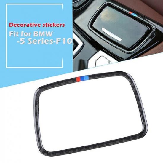 Car Ashtray Panel Trim Frame Carbon Fiber Sticker For BMW 5 Series F10 2011~2017