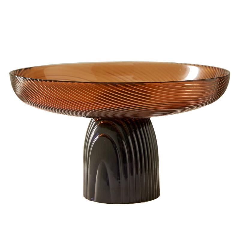 Color-Block High-Footed Glass Fruit Bowl