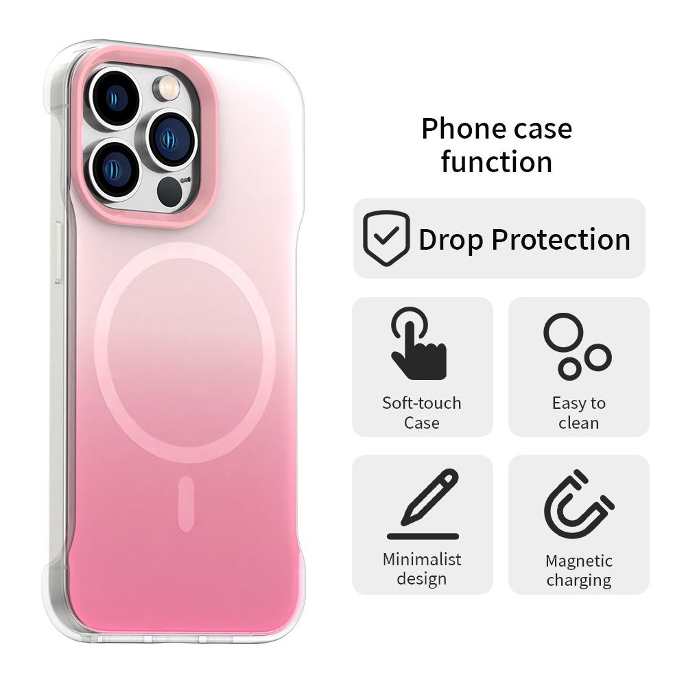 For iPhone 13 Pro Max Magnetic Case Gradient Design Borderless IMD TPU+PC+PET Phone Cover