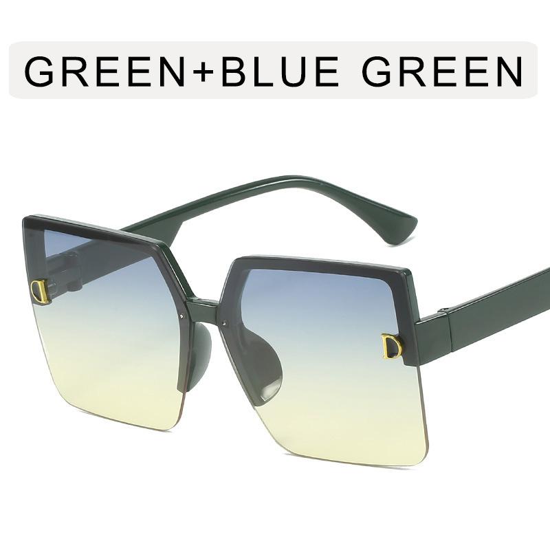 Fashion Trendy Women Sunglasses Square Shape Big Frame Semi-rimless Sunglasses Female High Quality Women Sun glasses