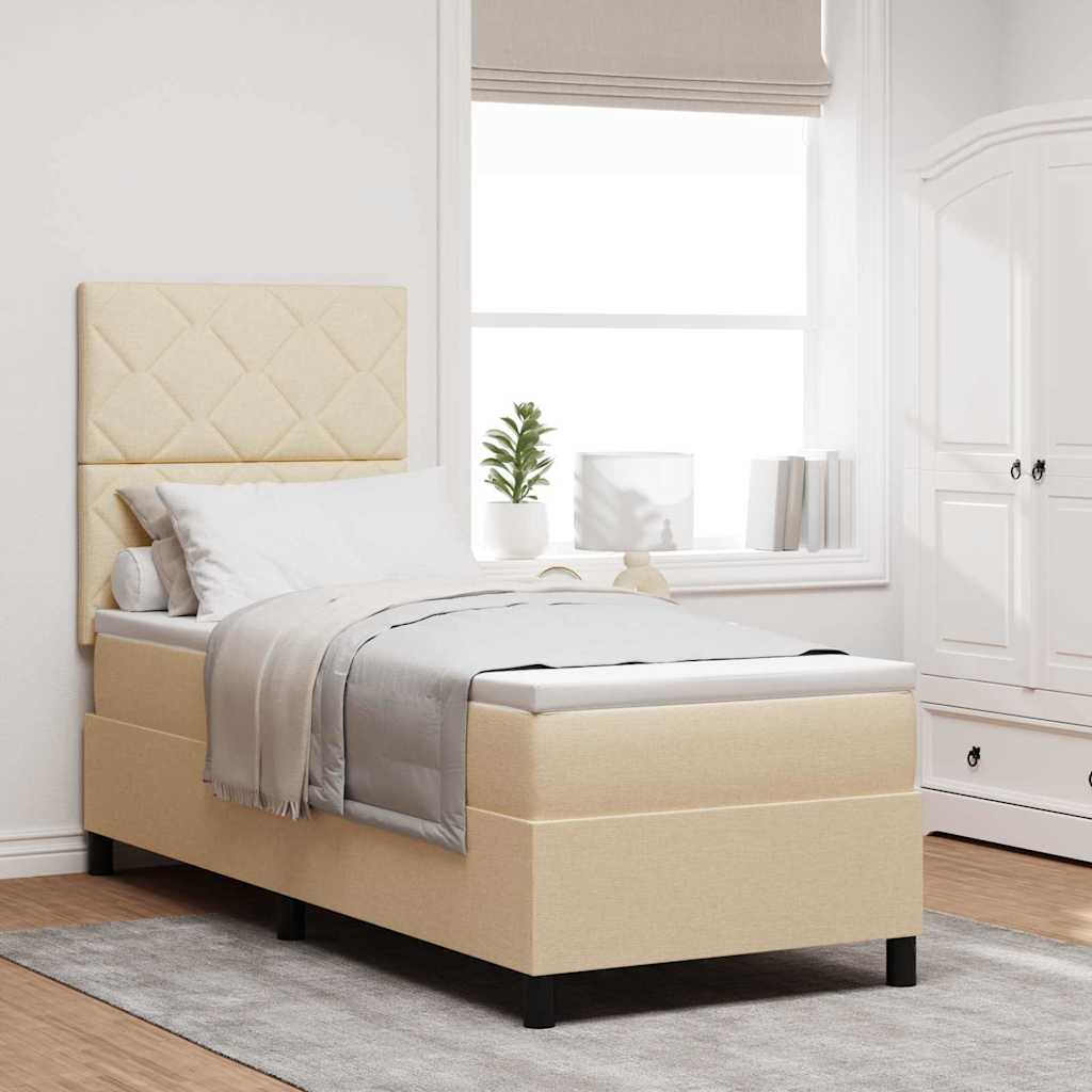 Boxspring Bed with Headboard Cream 80 x 200 cm Fabric