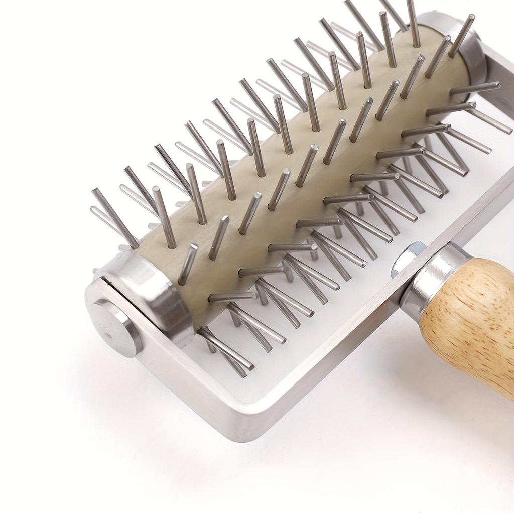 1 Stück Pizza-Perforator Teig-Gitter-Roller Edelstahl Buchenholzgriff Teig-Keks-Backwerkzeug Auto-Blumenrad-Nadel
