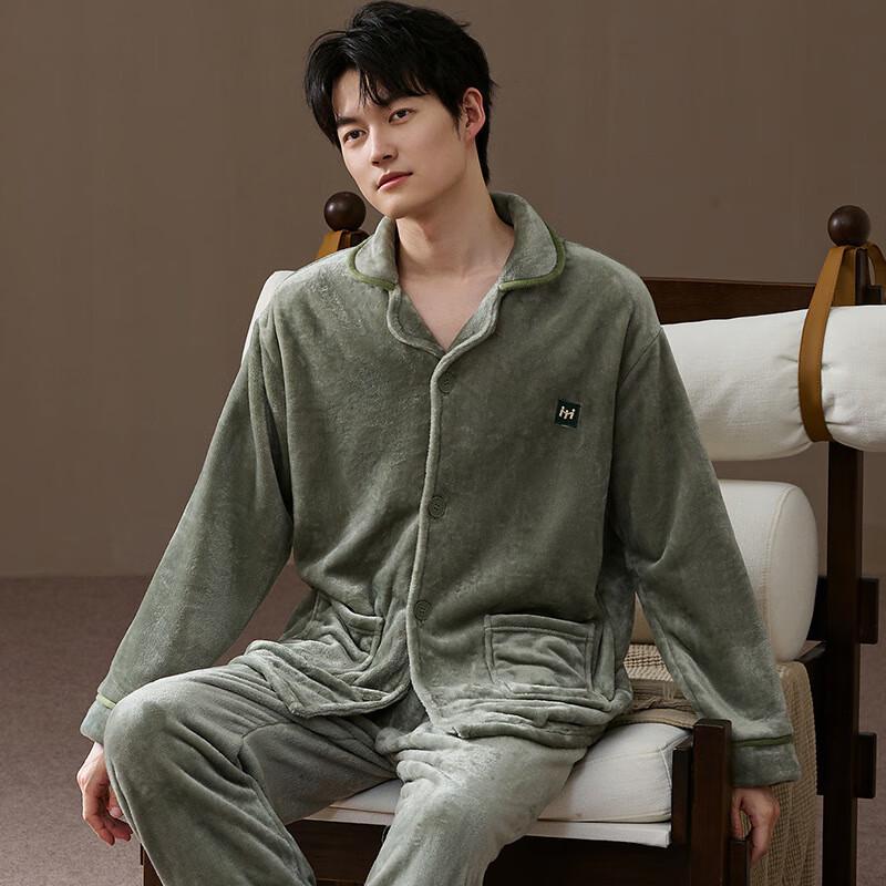 Мужской теплый фланелевый пижамный комплект OEING XXXL