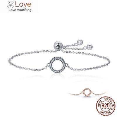 Trendy 925 Sterling Silver Glittering Round Circle Chain Link Strand Bracelets For Women Sterling Silver Jewelry