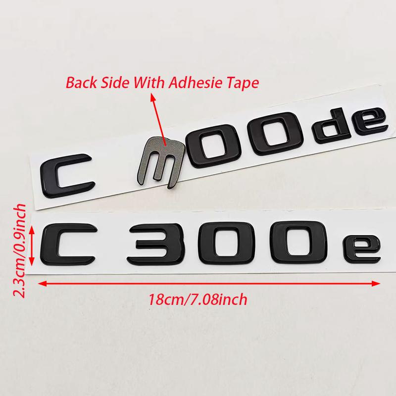 Nuevo Estilo de Coche Cromado Negro ABS 3D Insignia C300e C300de Pegatina Emblema Maletero Trasero Pegatinas Para Mercedes Benz C300e C300de W206