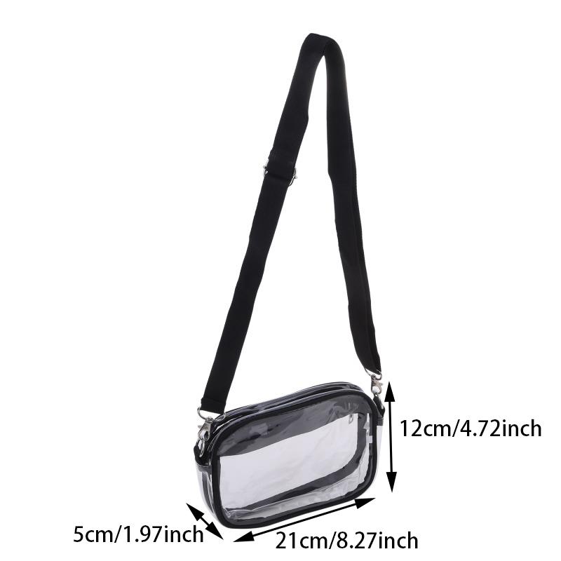 Women Clear Shoulder Bag Stadium PVC Concert Transparent Purse Simple Crossbody Bag With Front Pocket Casual Handbag