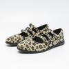 Large size women's shoes round head shallow mouth thick sole non-slip horse hair leopard print single shoes three characters with Mary Jane shoes