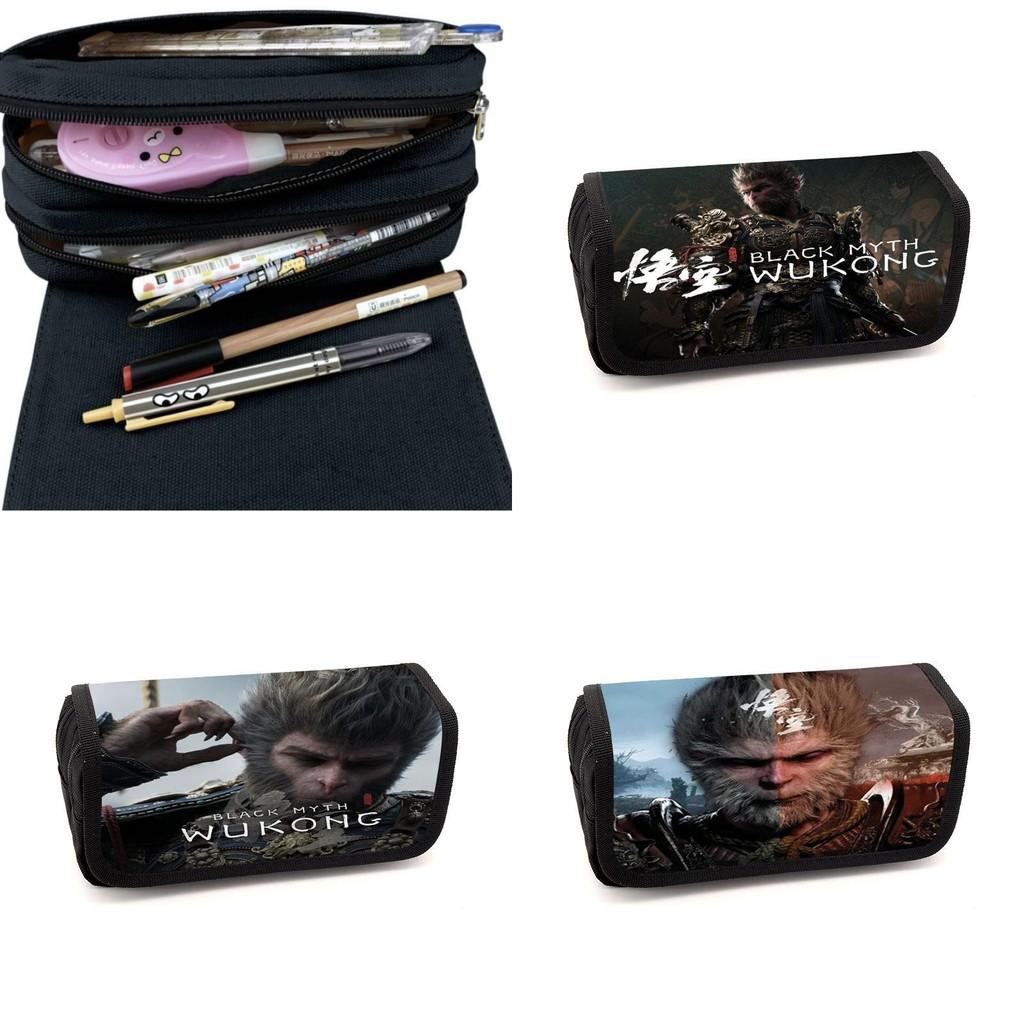 Spacious Black Myth Wu Kong Double Layer Student Storage Bag Oxford Material Design