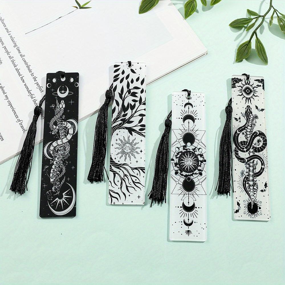 1PC Segnalibro serie in bianco e nero in stile scuro: segnalibro in acrilico con ciondolo, regalo di compleanno e Natale per gli amanti dei libri