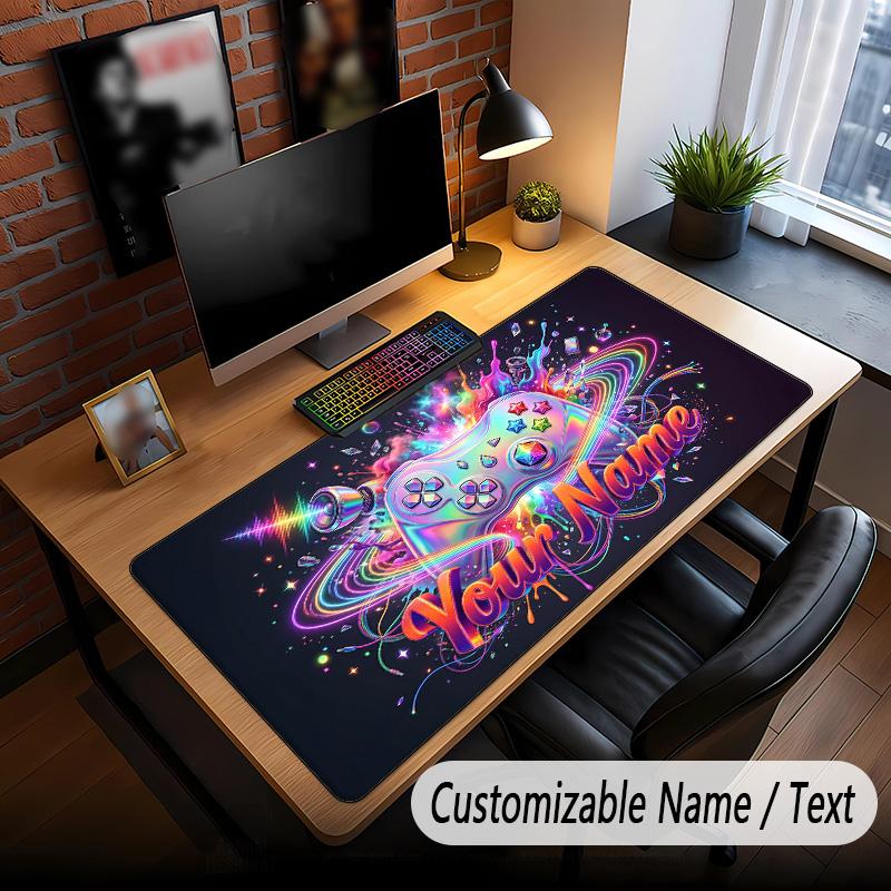 Neon Abstract Theme Custom Mouse Pad Personalized With Name Text Customized Desk Mat For Office Home Decor