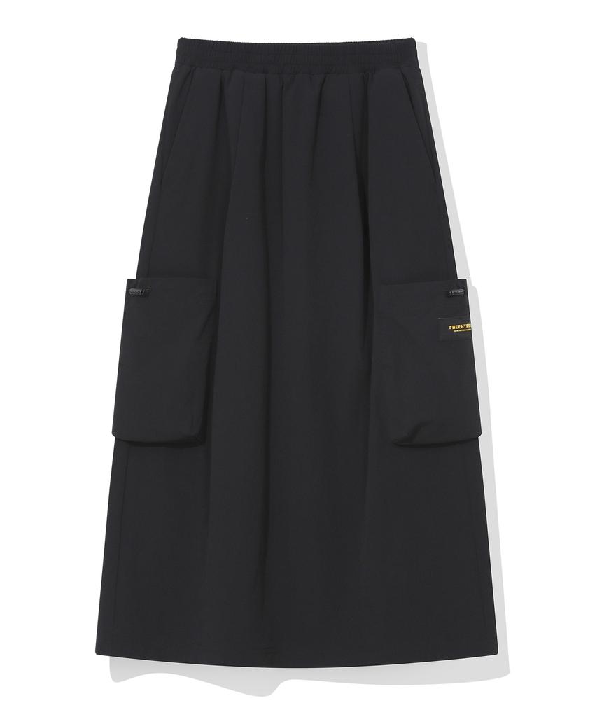 Vintril New York Stretch Woven Long Skirt (Black)
