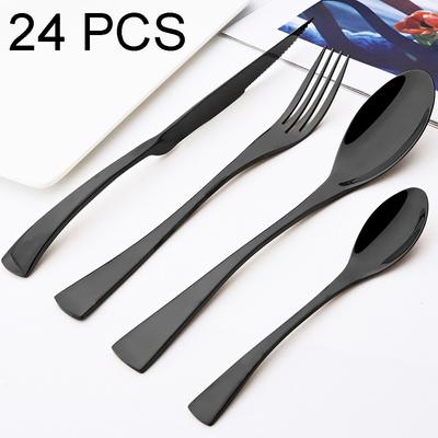 24 adet lüks yemek takımı seti 18/10 paslanmaz çelik çatal bıçak siyah ayna çatal bıçak takımı biftek bıçağı çatal kahve kaşığı mutfak sofra takımı