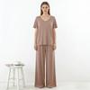 Modal Homewear 2pcs Pajamas Set Short Sleeve Tops and Trousers Solid Color Casual Loose Sleepwear Suit Plus Size Nightwear