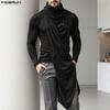 Autumn Men Turtleneck Long Sleeve Irregular Layers Casual T-shirts Undershirts