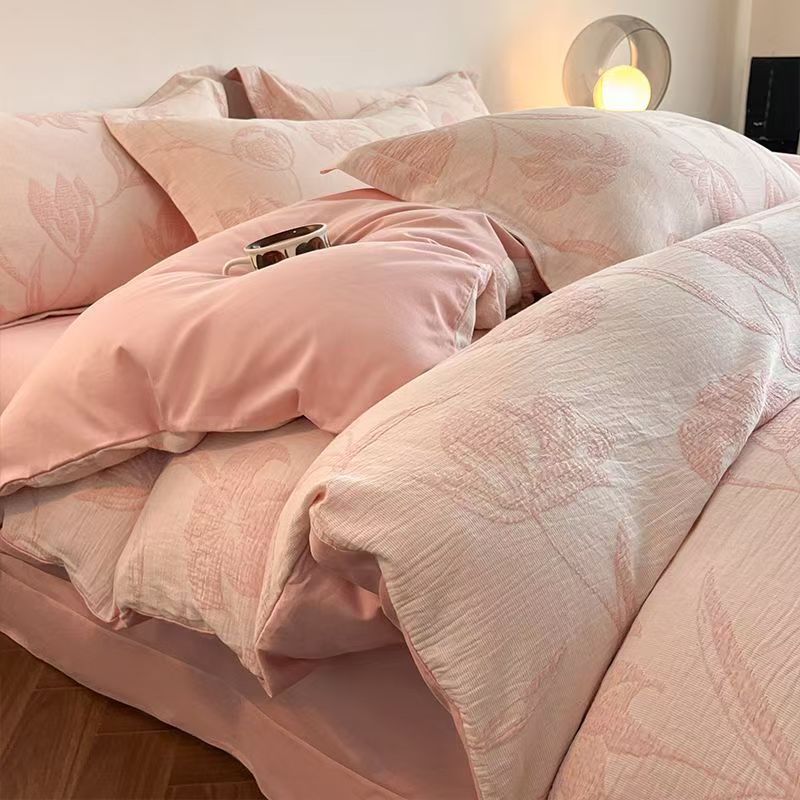 Grynos medvilnės šlifuotos lovos komplektas - Pilnas keturių dalių komplektas, įskaitant visą medvilnę sudarančius paklodę ir užvalkalus pagalvėms - Trijų dalių patalynės komplektas