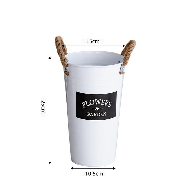 Large Retro Wrought Iron Flower Vase - Floor-Standing Fresh Flower Arrangement Bucket
