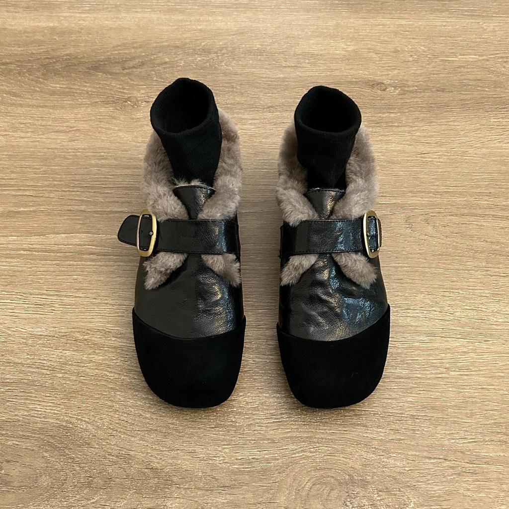 Fleece Warm Deep Mouth Single Shoes Women's Autumn and Winter 2025 New Trendy Fashion Mary Jane Fluffy Shoes Loafer Shoes
