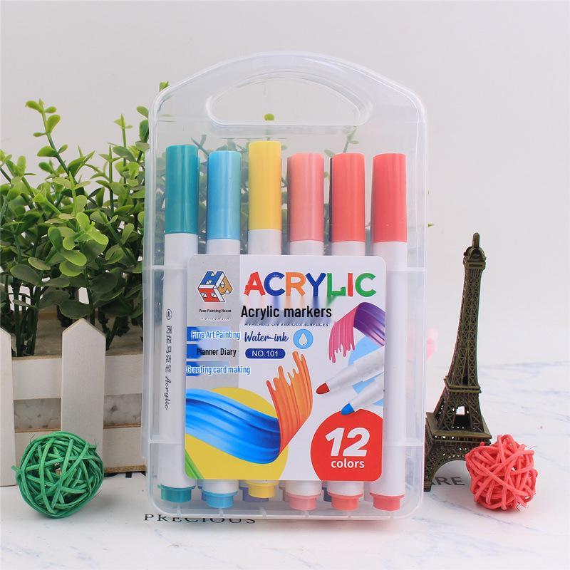 Acryl-Marker Stift Set - 12, 24 oder 48 Farben für Stoff, Keramik und Holz, Wasserdichte Farbe Stifte