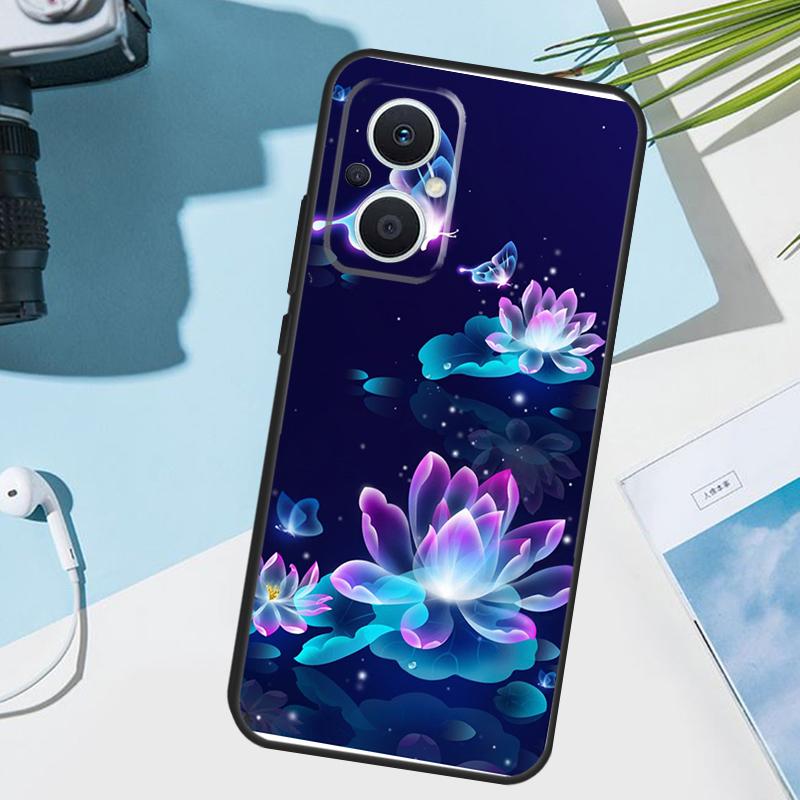 Lotus Blue White Flowers Cover For OPPO Reno 14F 13F 12F 11F 8T 7 8 Lite 10 11 12 13 14 OPPO Find X9 X8 X5 X6 Pro Case